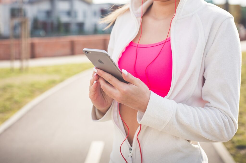 woman, music, fit